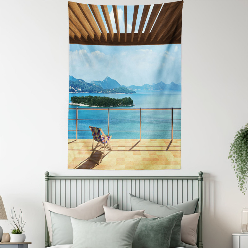 Balcony Panoramic Seascape Tapestry