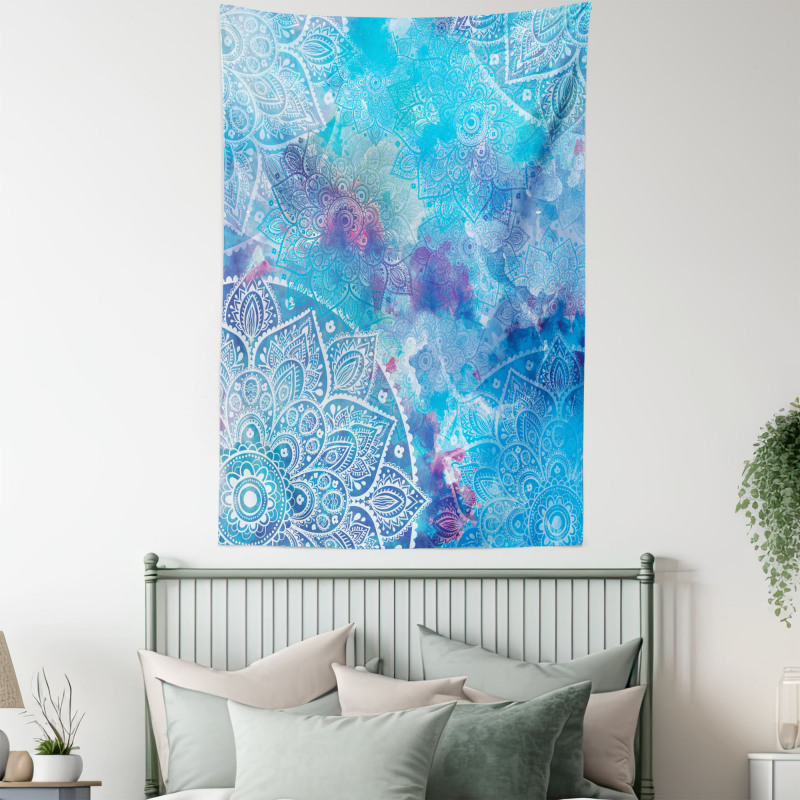 Watercolor Floral Asian Tapestry