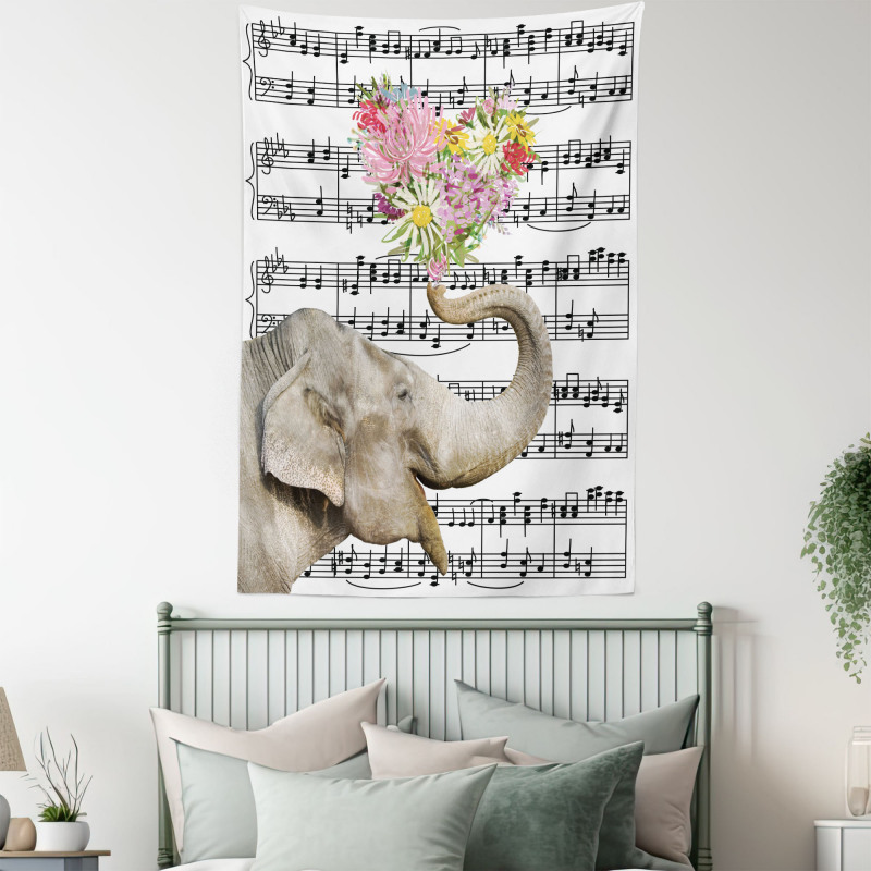 Floral Trunk Music Notes Tapestry