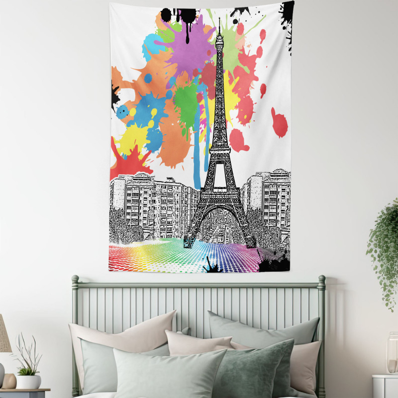 Splashing Spots Eiffel Tower Tapestry