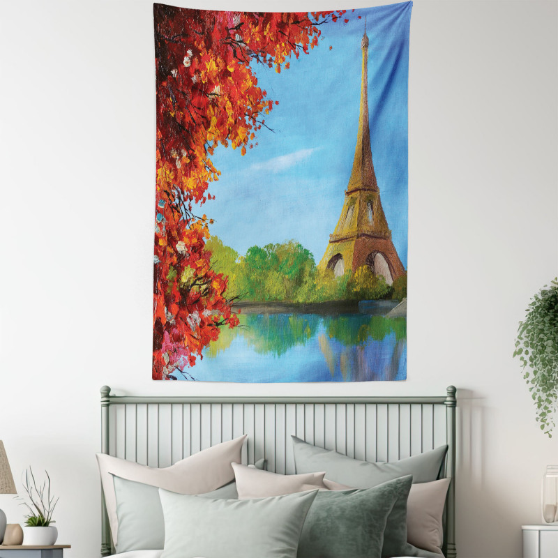 Autumn Eiffel Tower Painting Tapestry