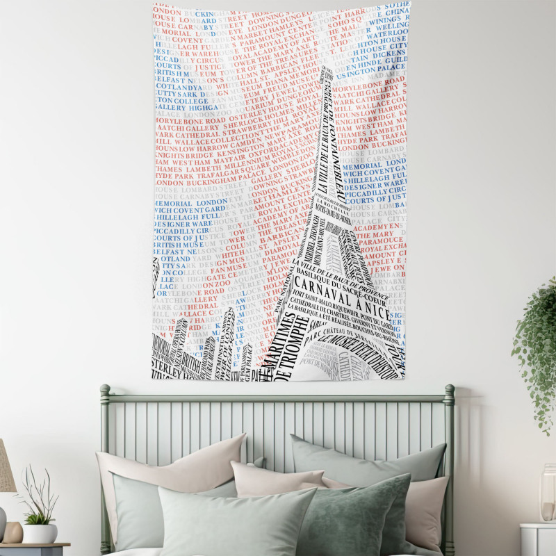 Eiffel Tower on Union Jack Tapestry