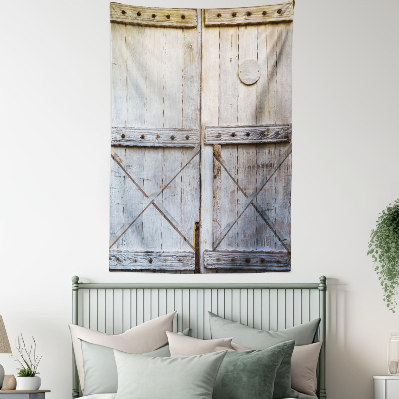 Country Rusty Wooden Door Tapestry