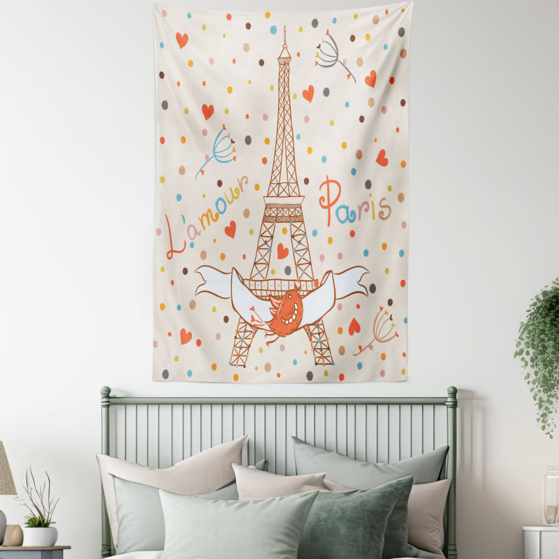 Eiffel Love Birds Tapestry