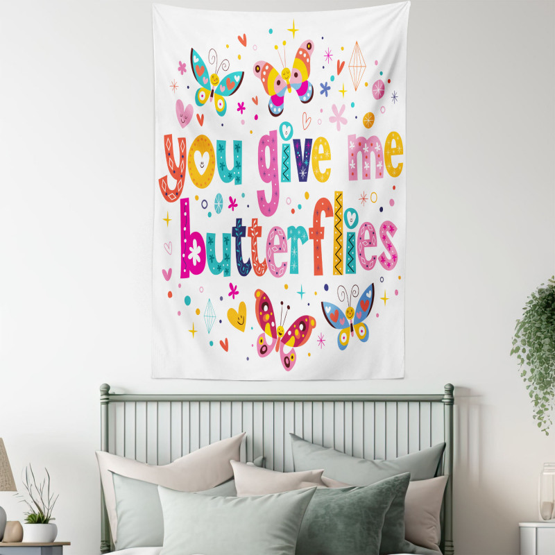 Words Hearts Cartoon Tapestry