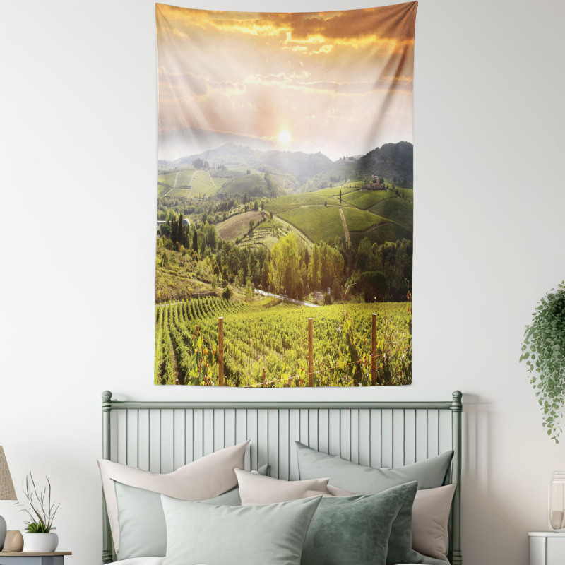 Rural Fields Rising Sun Tapestry