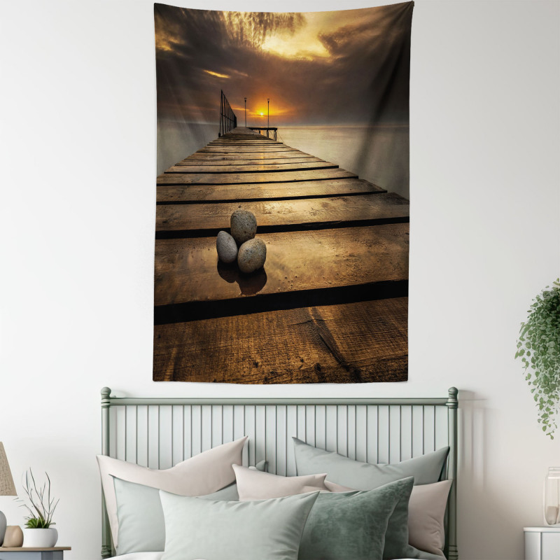 Black Sea at Dusk Pier Tapestry