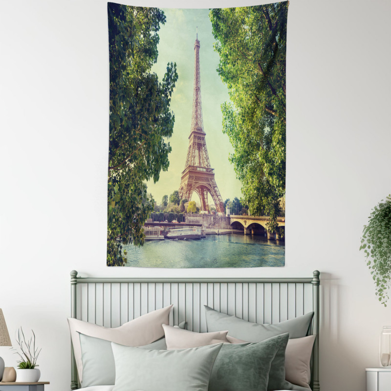 Eiffel Tower Seine River Tapestry