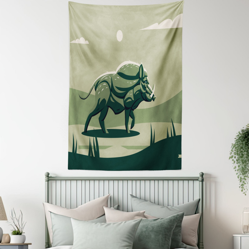 Wild Boar with Tusks Art Tapestry