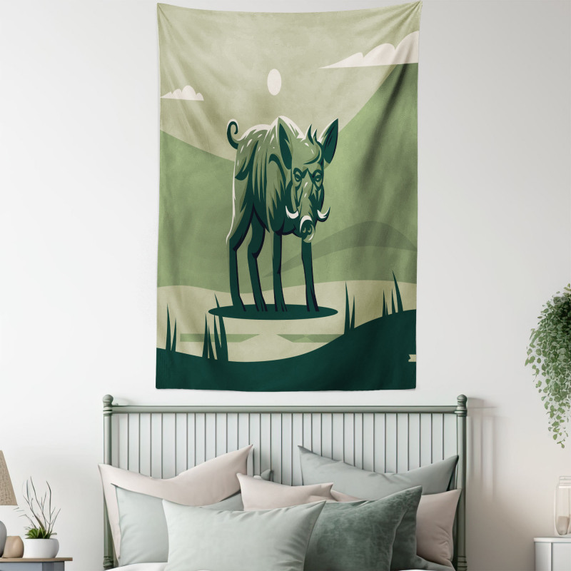 Abstract Wild Boar Pig Tapestry