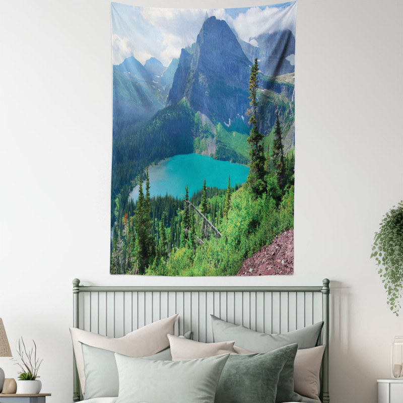 Grinnell Lake and Mountains Tapestry