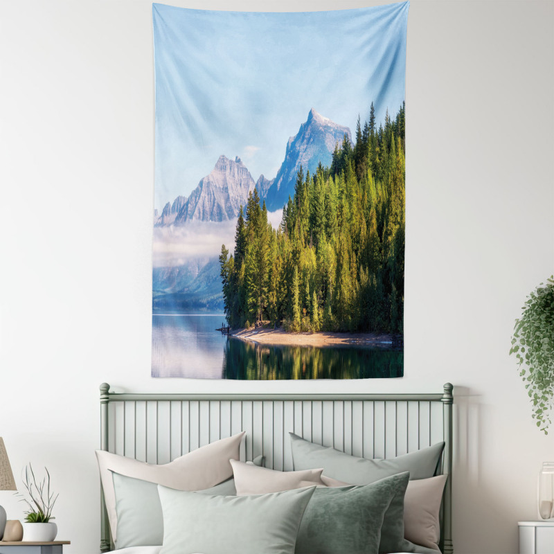 Forest with Misty Mountains Tapestry