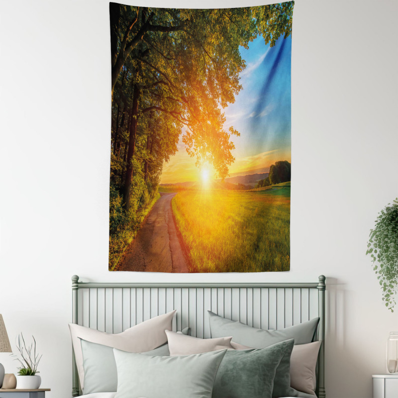 Tranquil Path at Sunset Tapestry