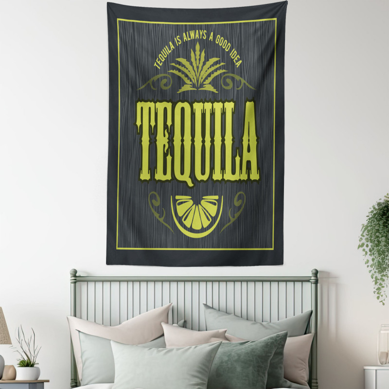 Vintage Alcohol Themed Text Tapestry