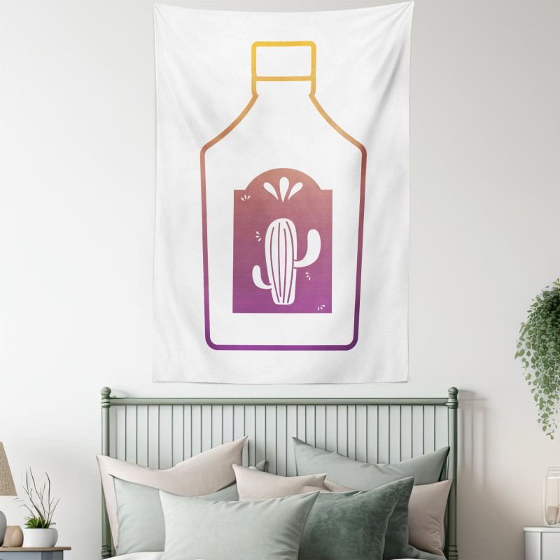 Ombre Outline Bottle Cactus Tapestry