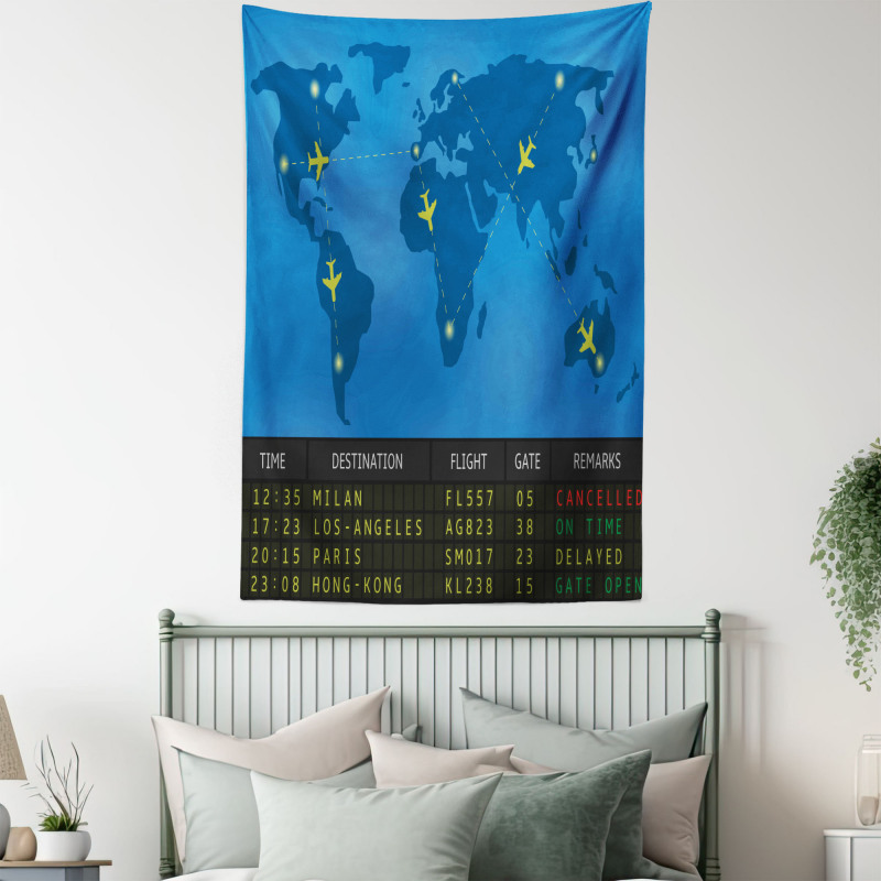 Departure Board World Map Tapestry