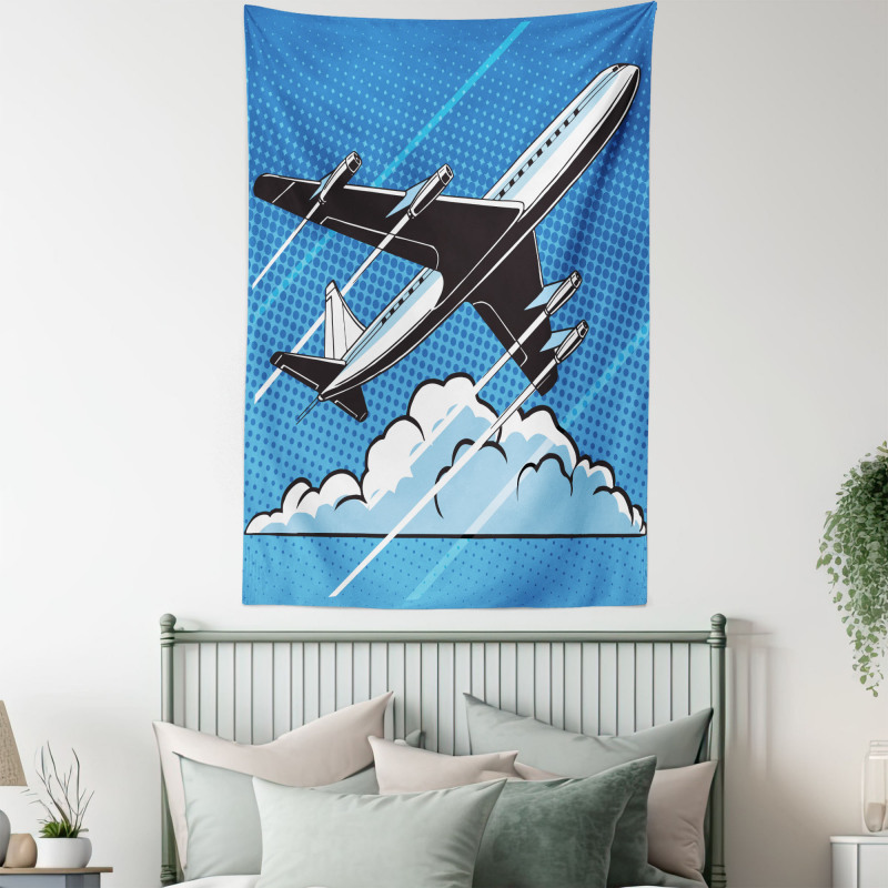 Pop Art Take Off Plane Dots Tapestry