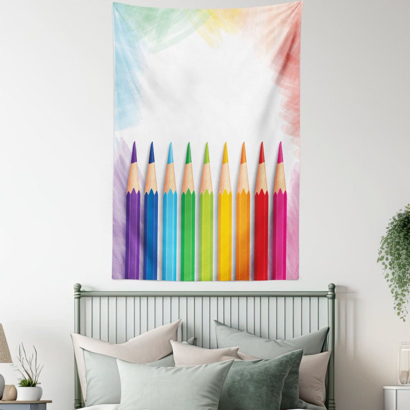 Realistic Colorful Pencils Tapestry