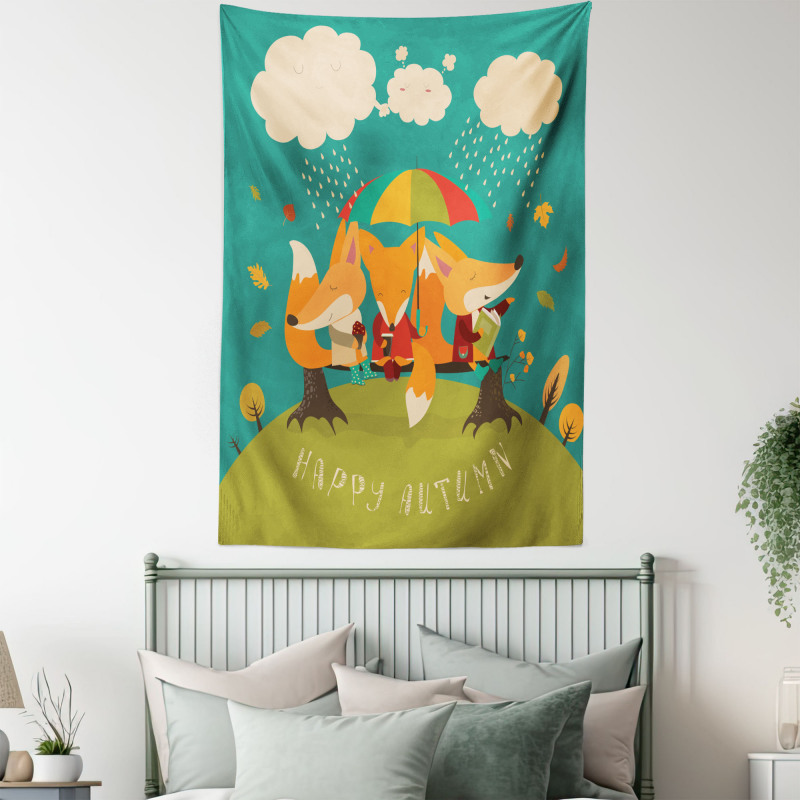 Foxes Umbrella Tapestry