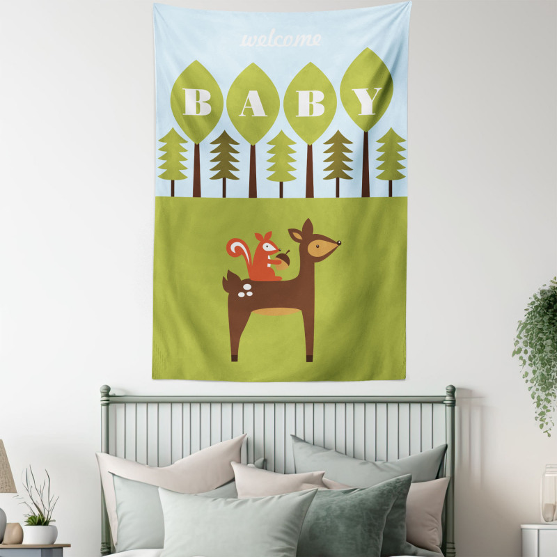 Newborn Welcome Cartoon Tapestry