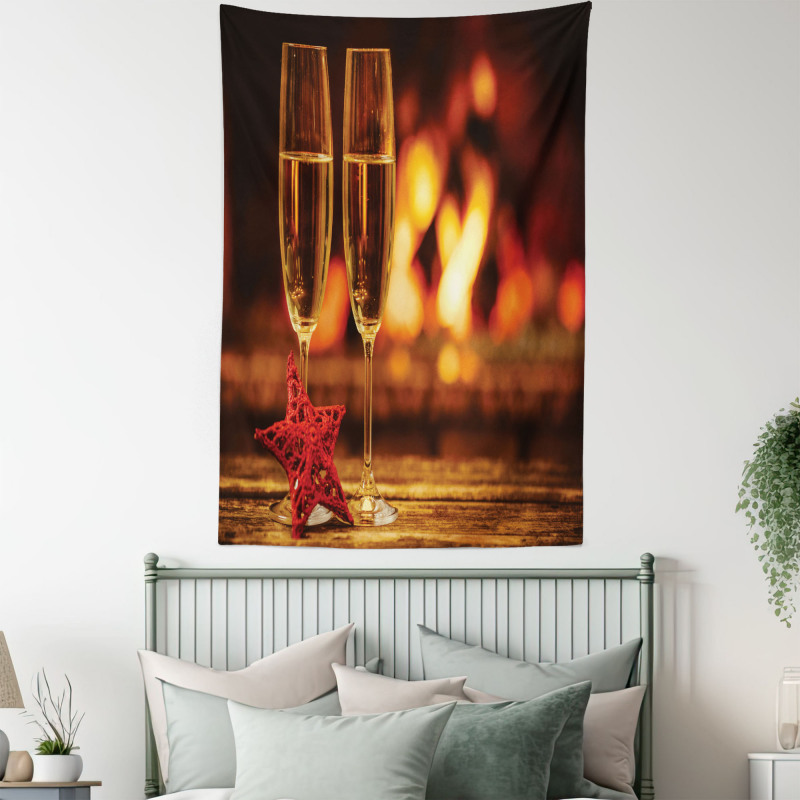 Romantic Champagne Glass Tapestry