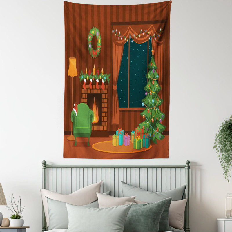 Cartoon Christmas Room Tapestry