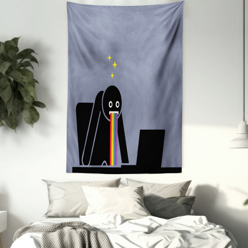 Amazed Man Puke Rainbow Image Tapestry