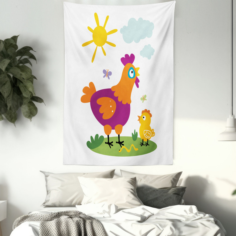 Chicken Baby Cartoon Tapestry