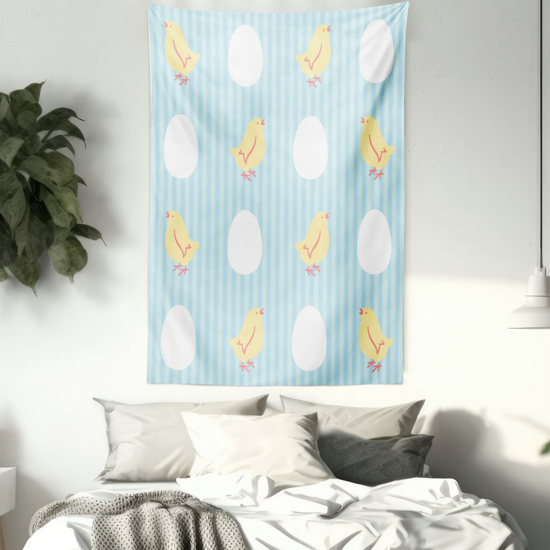 Baby Animal and Eggs Stripes Tapestry