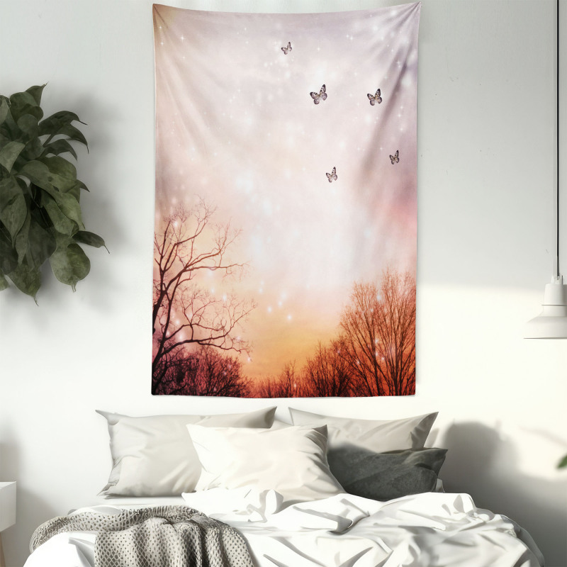 Butterflies Trees Sky Tapestry