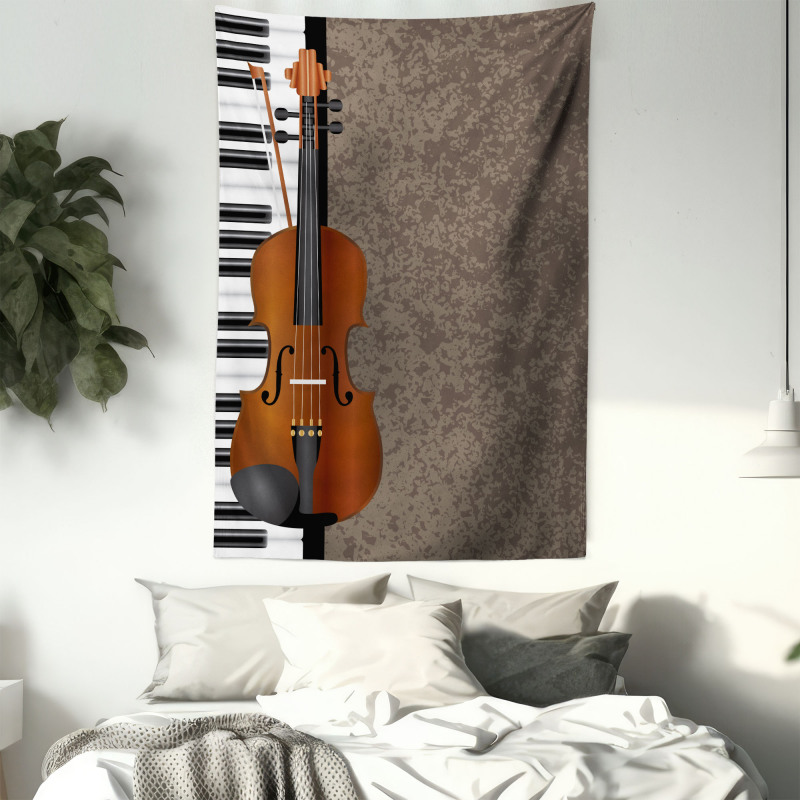 Piano and Violin Grunge Art Tapestry