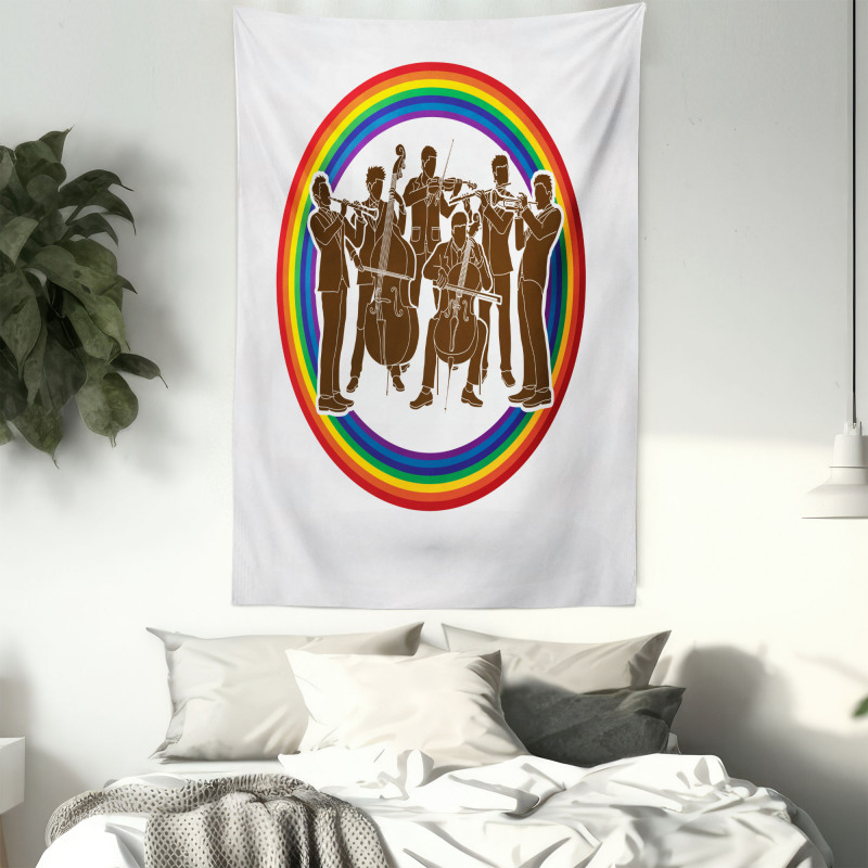 Musicians in Rainbow Circle Tapestry