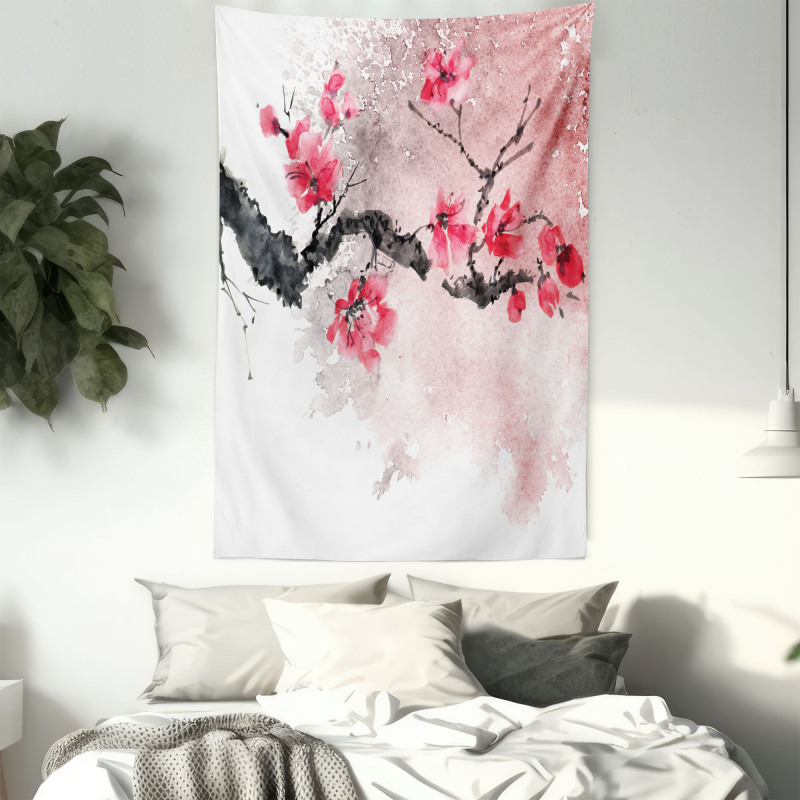 Watercolor Floral Art Tapestry