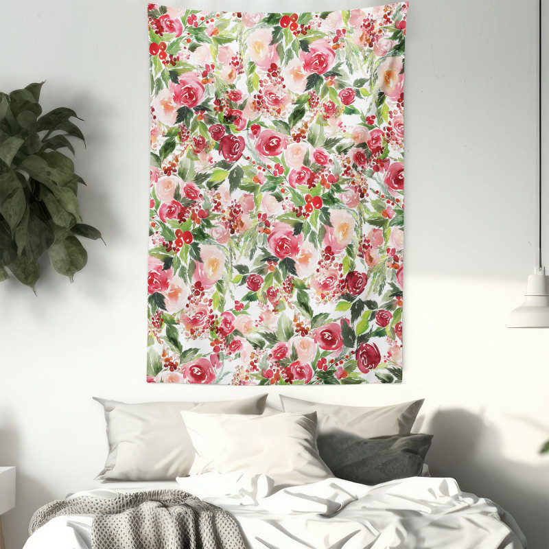 Roses Berries Bouquet Art Tapestry