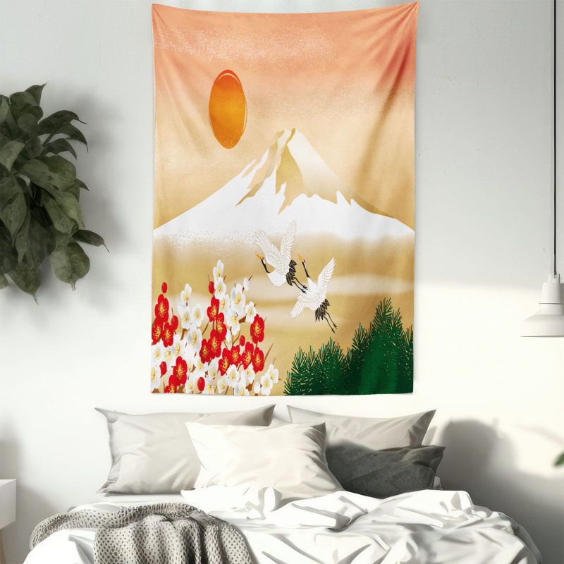 Japanese Landscape and Birds Tapestry