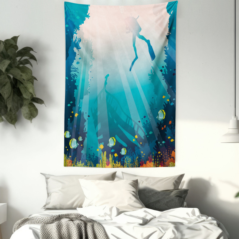 Underwater Elements Diver Tapestry