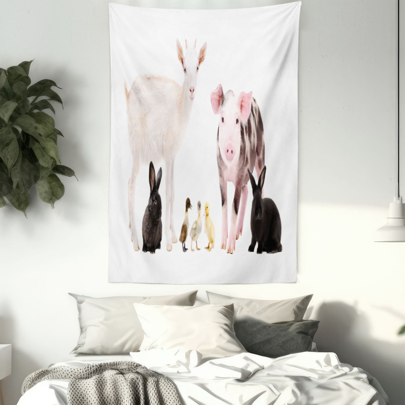 Ducks Pig Goat Bunnies Tapestry