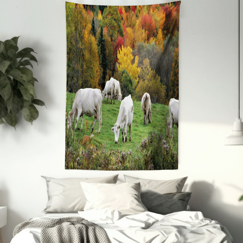 Cows on Autumn Hill Tapestry