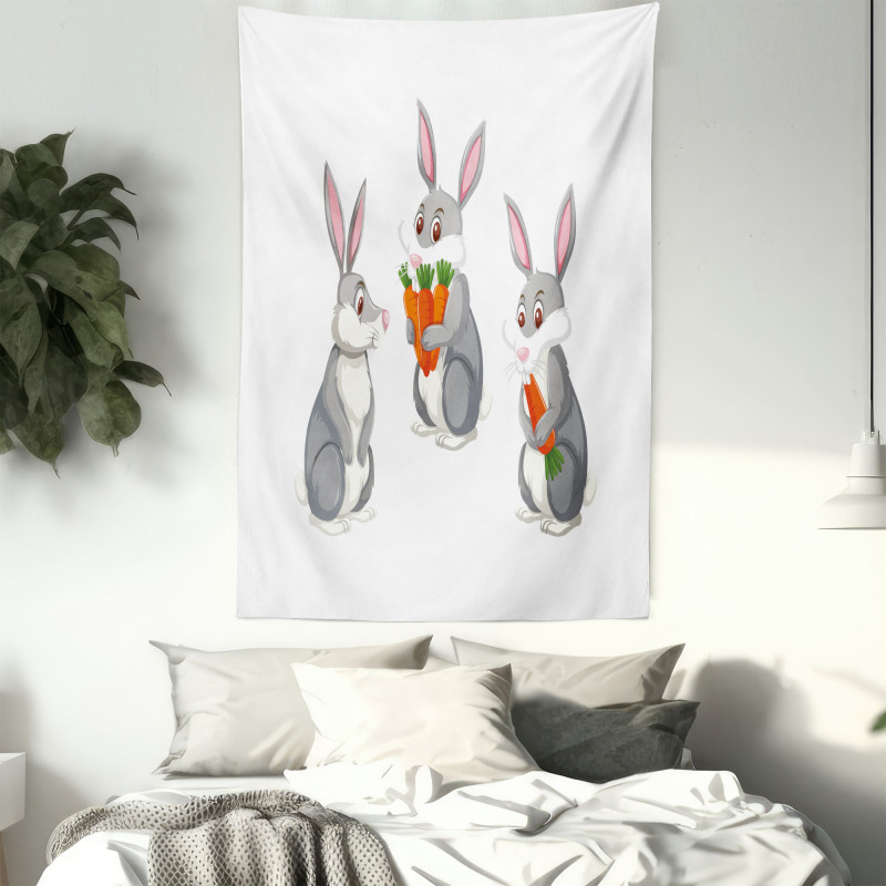 Funny Rabbit Cartoon Tapestry