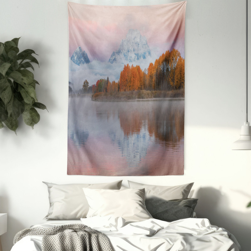 Outdoorsy Pink Sky Forest Tapestry