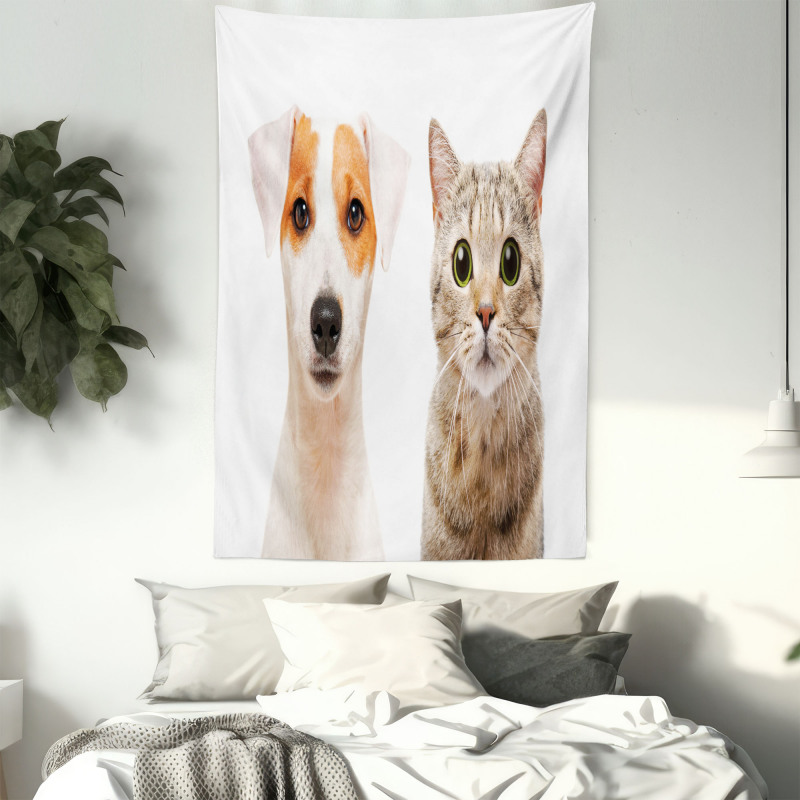 Portraits of Dog and Cat Tapestry