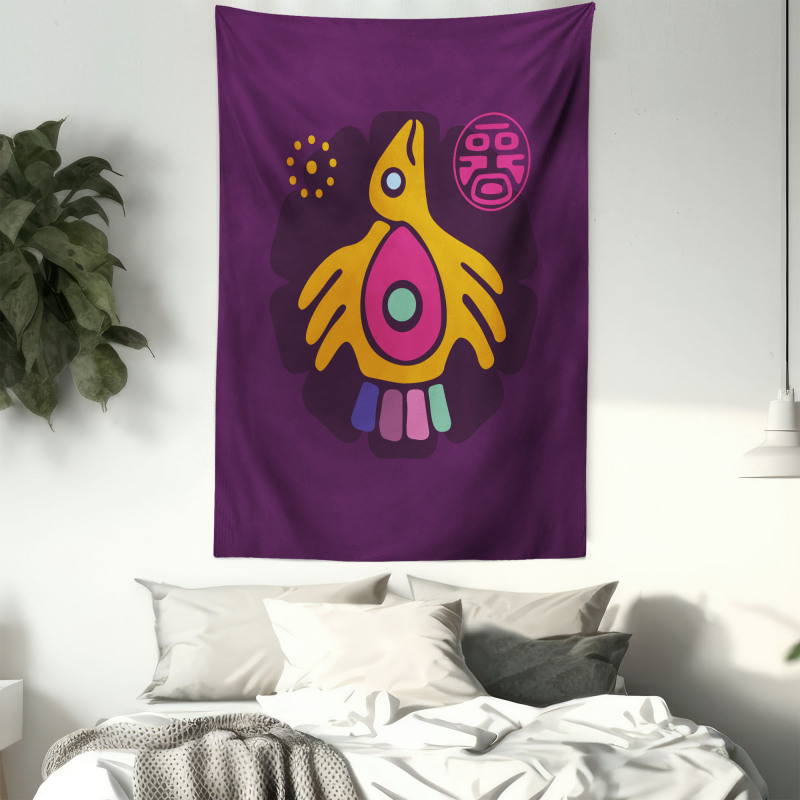 Symbolic Bird and Stamp Art Tapestry