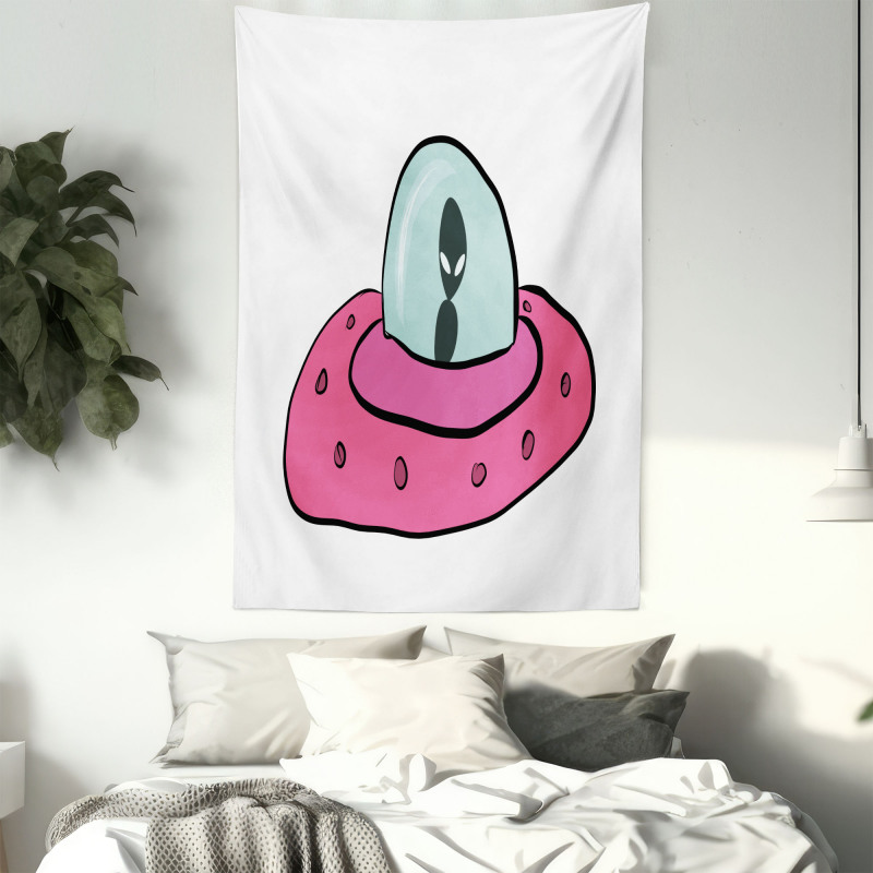 Doodle Style Flying Saucer Tapestry