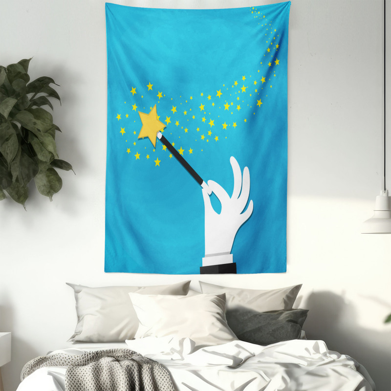 Magician Wand Spreading Stars Tapestry