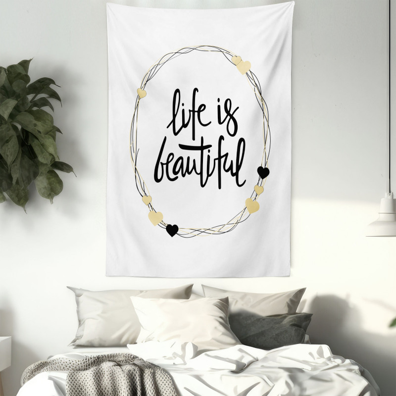 Hearts Line Words Tapestry