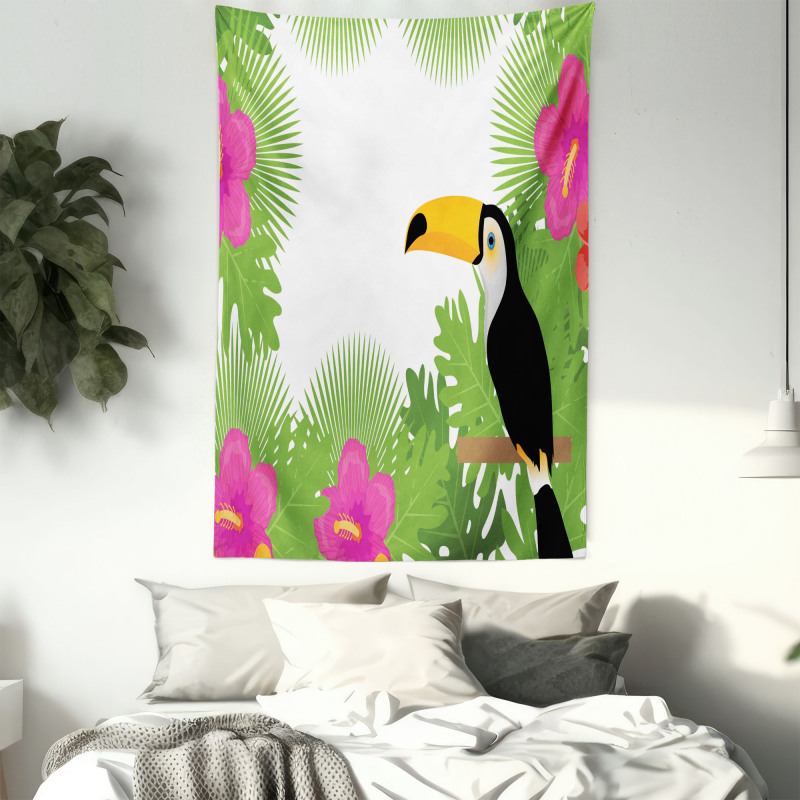 Exotic Plants and Bird Tapestry