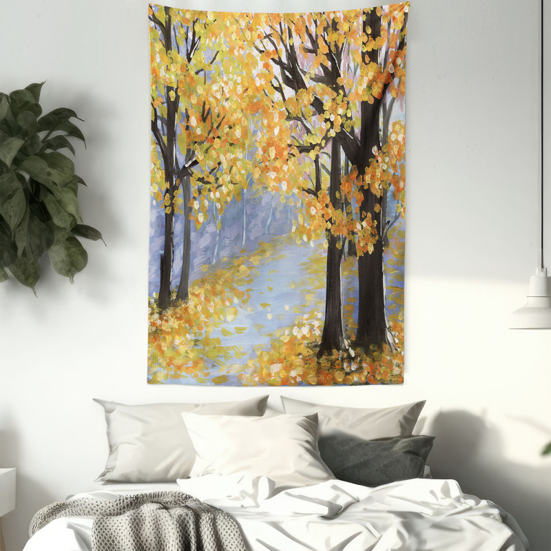 Gouache Autumn Scenery Art Tapestry