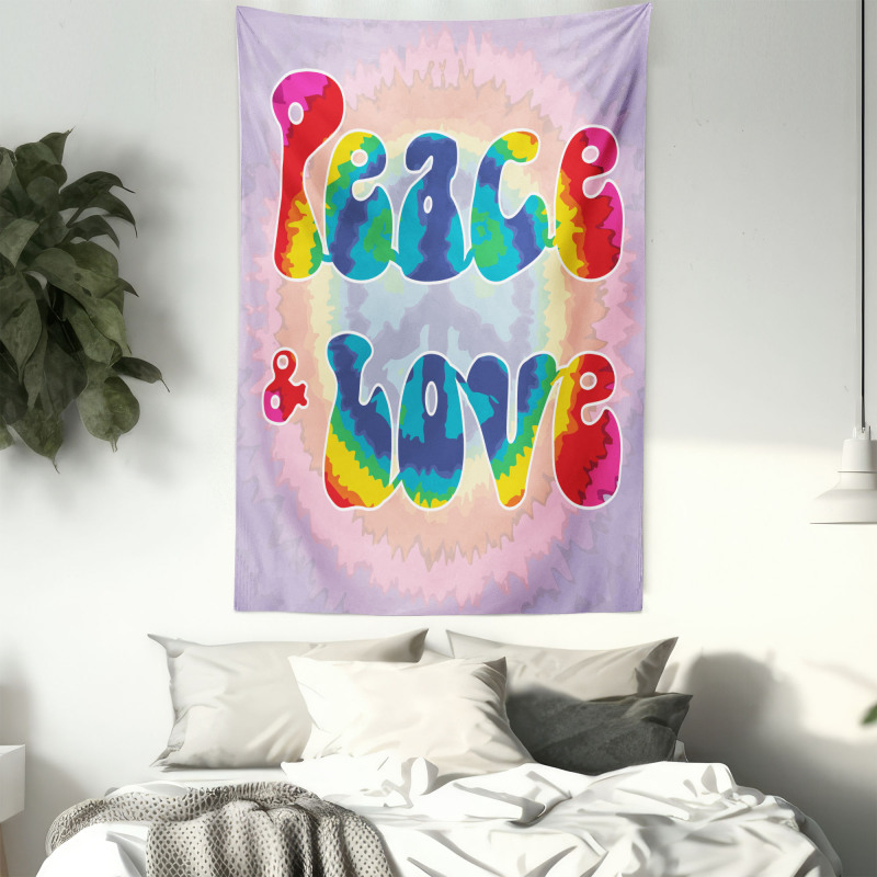 Peace Love Tie Dye Effect Tapestry