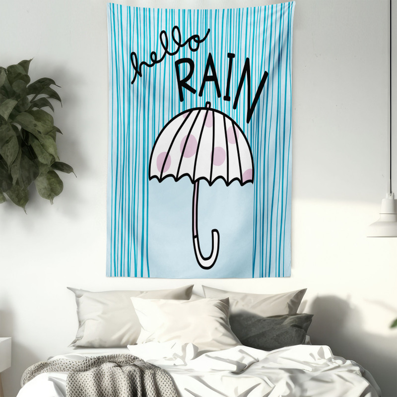 Hello Rain Wording Umbrella Tapestry