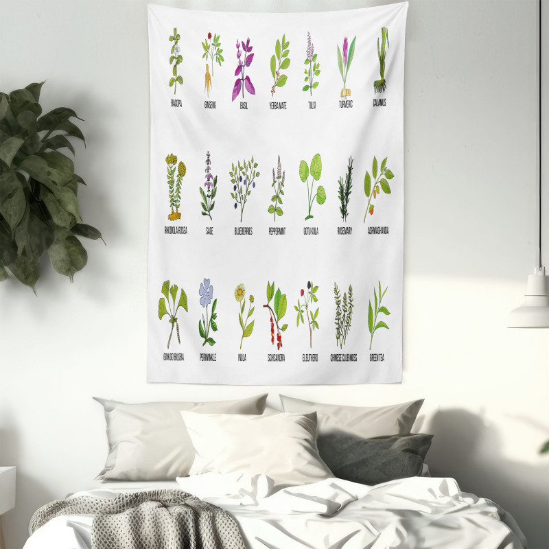 Educational Herbs Design Tapestry